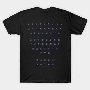 Light Blue Typewriter Letters and Numbers T-Shirt